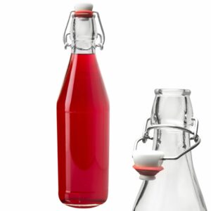 badio - Butelka szklana na alkohol wino nalewkę likier syrop z korkiem klipsem 0,5 l