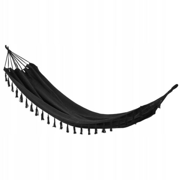 Czarny hamak ogrodowy materiałowy BOHO 200 cm