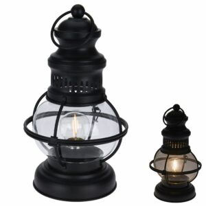 badio - Lampion led lampa latarnia stołowa czarna metalowa loft 27x15 cm