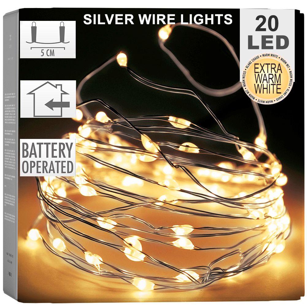 badio - Lampki druciki LED na baterie świąteczne srebrne 839277-L
