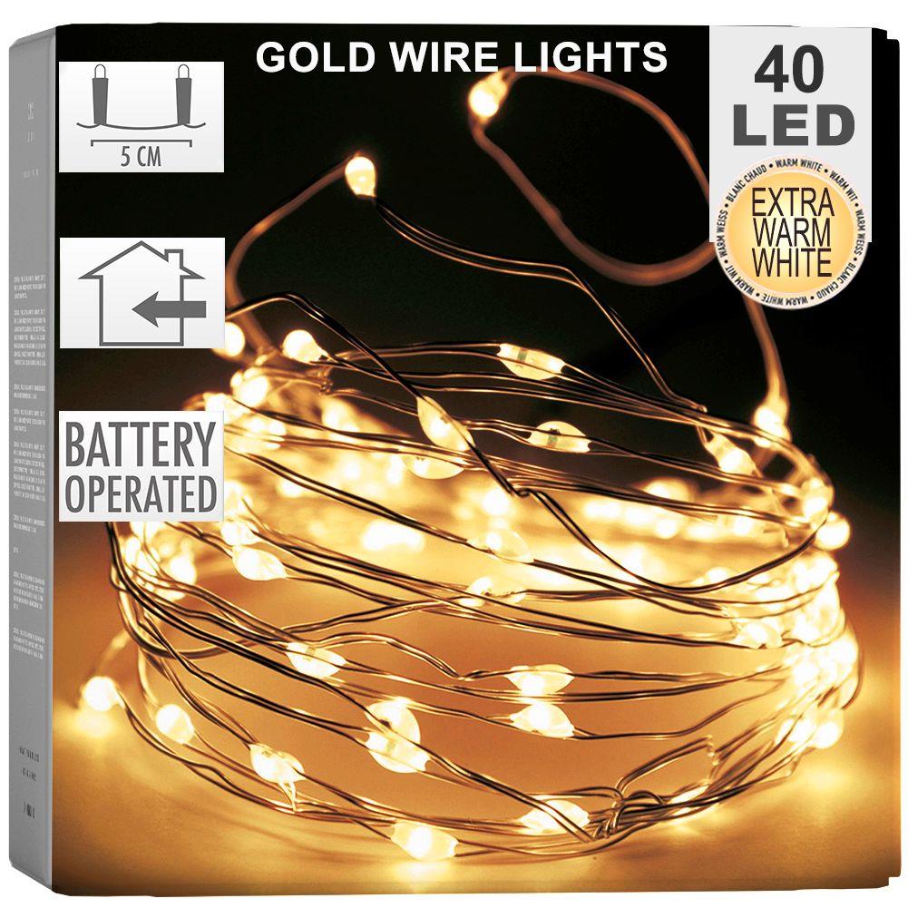 badio - Lampki druciki LED na baterie świąteczne złote 839275-L
